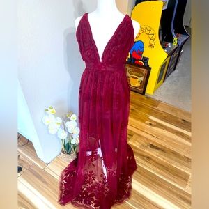 Beautiful maroon open back dress